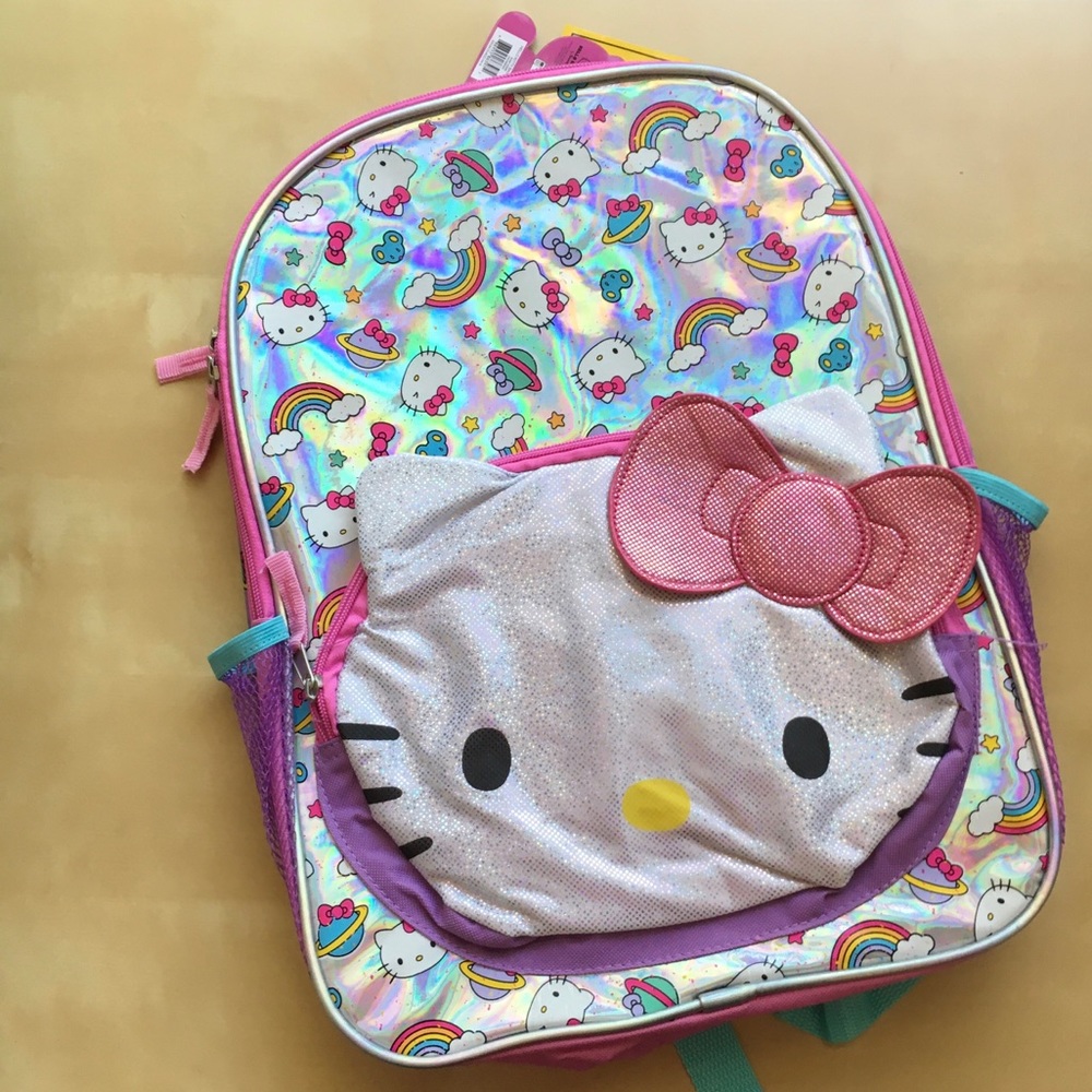 Hello Kitty Silver Space Planet Backpack Rainbow